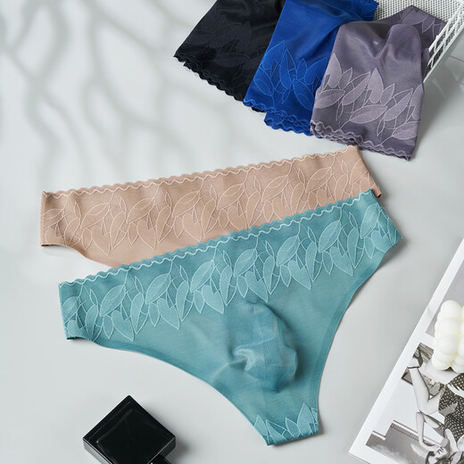 Royal sister-like men's sexy thong ice-like lace waist single-layer breathable quick-drying seamless underwear one-piece European black M weight 90110Jin Jin equals 0.5 kg one size
