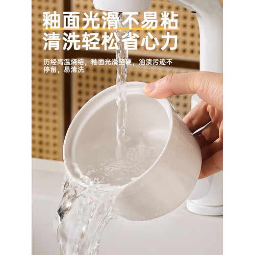 Tuojin Jingdezhen quality stew pot, water-proof stew household steamed egg cust special bowl, small crock pot steaming cup, ceramic one-person serving with lid, extra thick white 500ML two-pack straight stew pot