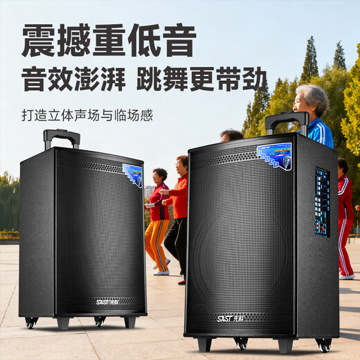 Xianke Outdoor Square Dance Trolley Portable Speaker Super Large Volume High Power Mobile Bluetooth Conference Speaker K Song 15-inch Subwoofer Speech with Microphone ST-1509X