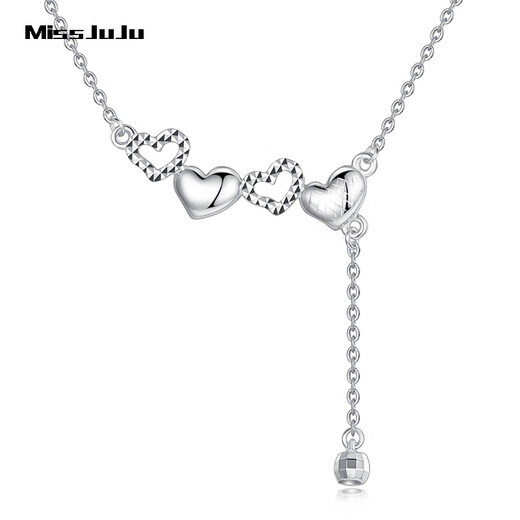 Miss JuJu pt950 platinum star necklace for women platinum love pendant fashion chain gift for girlfriend star necklace 3.6-3.8g + blue silk gift box