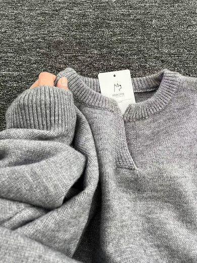 Cleanfit black small v-neck knitted sweater men's autumn and winter thickened American retro bottoming henley sweatshirt black M Collection priority b