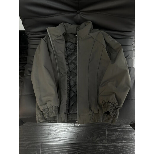 The most beautiful stand-up collar silhouette short cotton jacket men's winter design splicing flight jacket bomber work jacket black XL recommended 125-145Jin Jin equals 0.5 kg