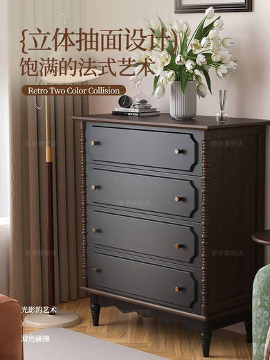 Fantasy French antique chest of drawers, American style storage cabinet, solid wood chest of drawers, bedroom storage cabinet, Medieval IV Lines four drawers + Annie dressing table stool