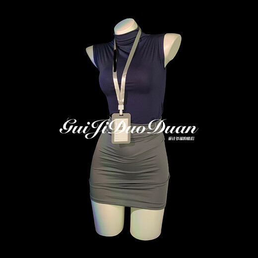 Scheming couple, personal secret, temperament and sexy secretary OL uniform hip skirt, qqny underwear for women, red++ black suspender stockings, one size fits all