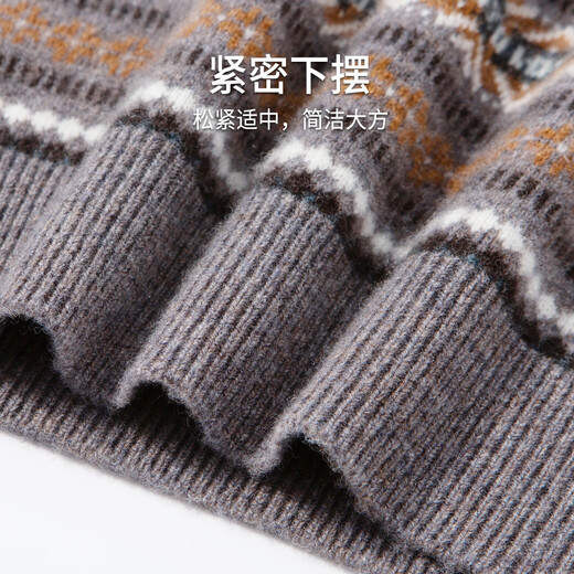 Hodo 100% Wool Patterned Jacquard Cardigan Men's Autumn and Winter Warm Half Turtleneck Sweater Thick Knitted