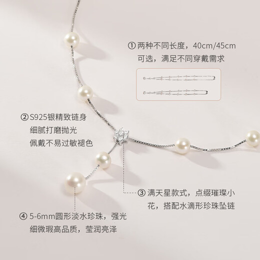 Jingrun Pearl Necklace Jane Eyre 925 Silver Freshwater Pearl Necklace Gypsophila Pearl Necklace Young Style Gift for Your Lover