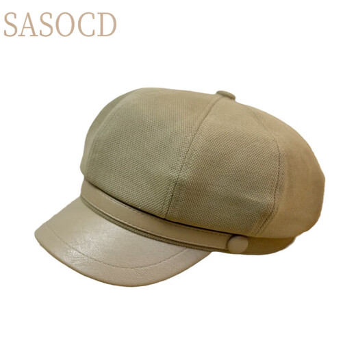 SASOCD autumn and winter duck-tongued hat for women Japanese casual retro painter's hat beret showing face little British all-match octagonal hat black one size fits all adult 54-58 adjustable