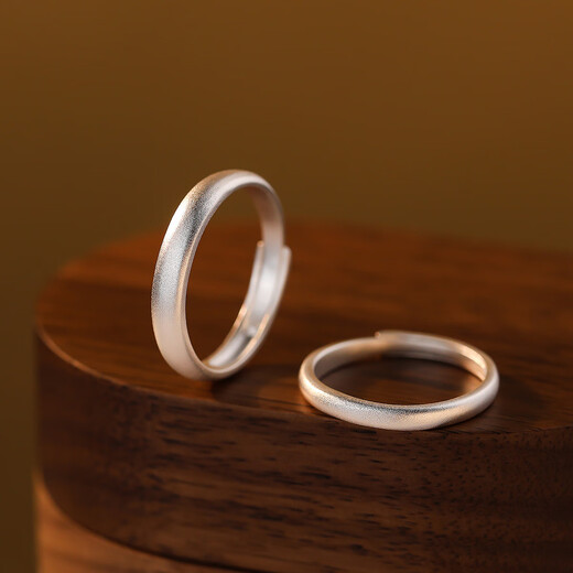 DTOTO A natural pair S999 pure silver simple sand surface couple ring plain ring sterling silver ring Valentine's Day gift for Chinese Valentine's Day A perfect pair/men's ring/frosted style