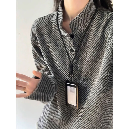 7 excellent products Henry collar sweatshirt men's autumn and winter American heavy base polo shirt loose casual jacket top men CQS-3309 Gray M