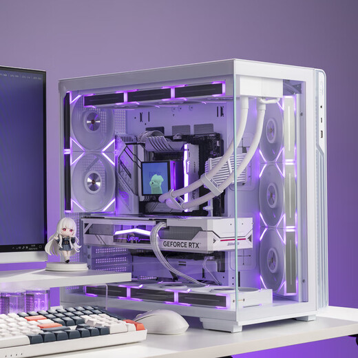 Patriot Star Canxiao sea view room chassis ATX back-plug column-free 360 water-cooled desktop game computer desktop main chassis left and right compartments/multi-sided cooling white + Aurora ARGB fans (2 positive and 6 negative)