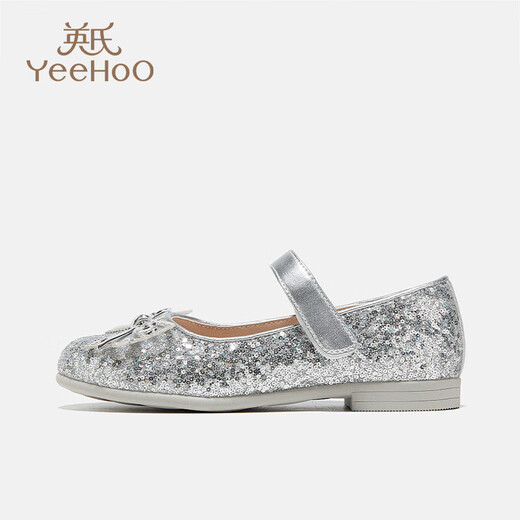 YEEHOO children's shoes princess shoes girls' shoes princess skirt with children's high heels 2025 summer new middle and large children's girls' shoes silver 34
