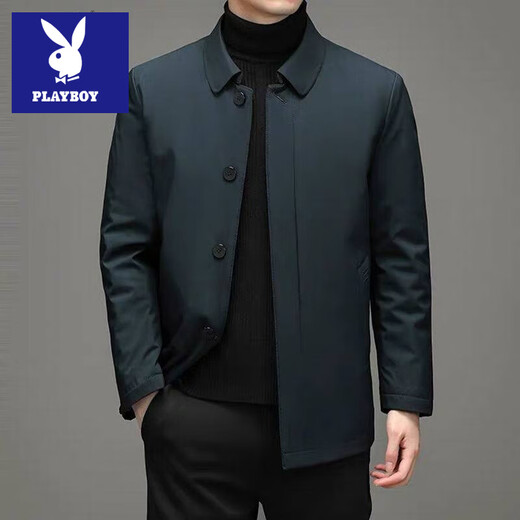 Playboy Hong Kong brand down jacket jacket for middle-aged and elderly men, loose coat, white duck down, removable inner liner for men, zipper style, navy blue, inner liner not removable, BF35 M 170 Recommended 100-120 Jin Jin equals 0.5 kg
