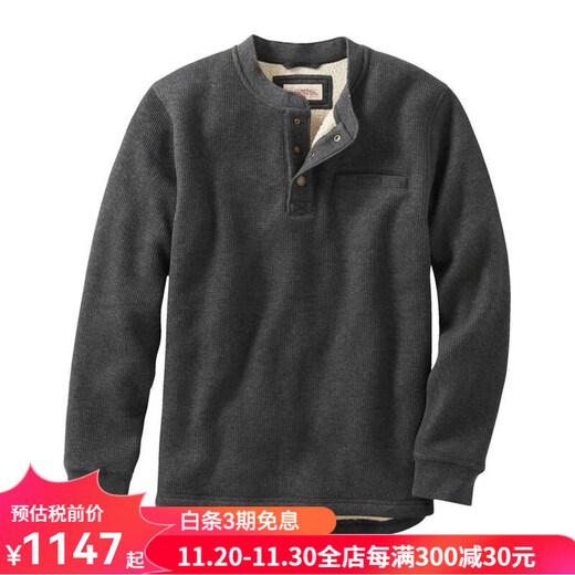L.L.Bean men's sweater casual henley sweater autumn and winter warm comfortable soft bottoming middle-aged dad wear Charcoal Heather dark gray M suitable for net bust 107-112CM