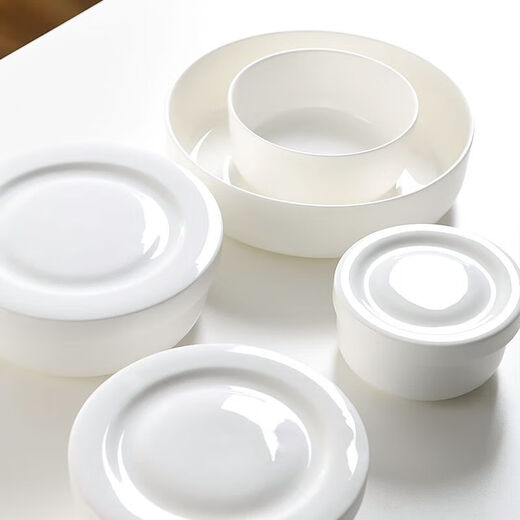 Runhua Nianlong Meige water-proof stewed steamed egg bowl with lid Internet celebrity household fresh-keeping bowl ceramic bowl with lid instant noodle bowl steamed egg custard covered bowl 5-piece set