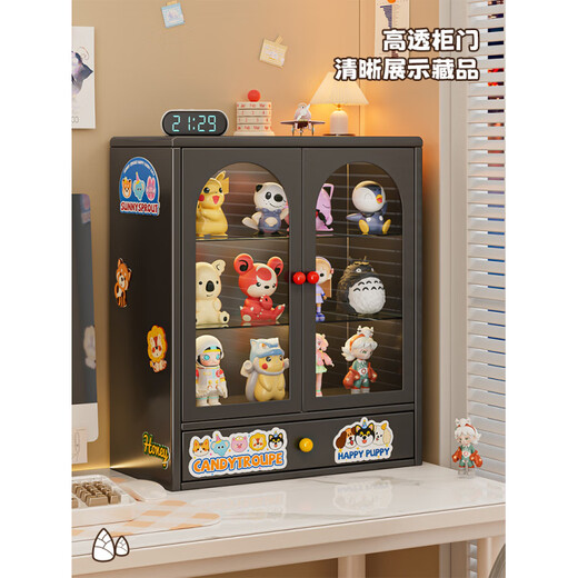 M Purchase Products Handmade Display Cabinet, Pain Cabinet, Desktop Blind Box Storage, Doll Display Stand, Bubblema Dream Black-With Drawer 40*15*47cm