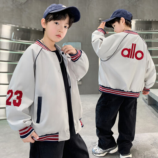 ALO YOGAalo Jacket Boys Spring and Autumn Baseball Uniform 2025 New Medium and Large Children's Autumn Children's Wear Jacket Top Navy Blue BBL2526 Jacket 120