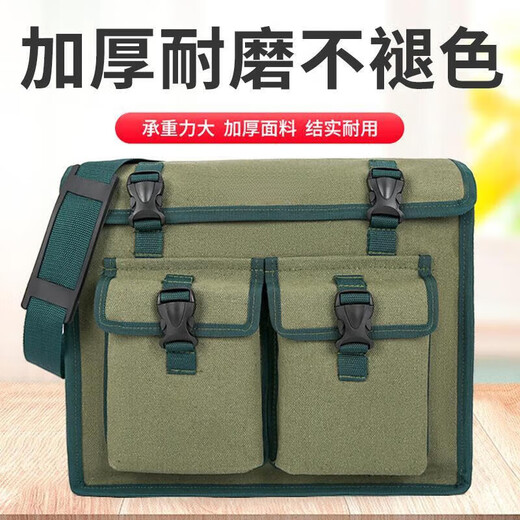 Pick-up cat canvas tool bag, thickened and wear-resistant, maintenance electrician bag, multi-functional storage bag, hardware labor protection construction site large bag, medium bag, non-fading A style double pocket large size length 45 width 14 height 35 for one day use 1