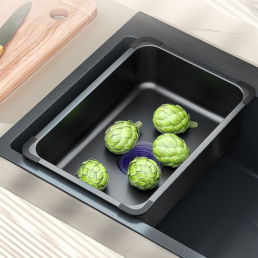 Jingji basin in the basin wash basin stainless steel basin sink mother basin nano table basin drain basin set basin storage basin cooking basin upgraded full edge nano black 425*250*100mm basin in the basin