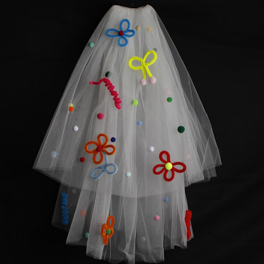 Fan Shengyu Dopamine Twisting Stick Veil Certificate Registration Proposal Bride Wedding Headwear Children's Birthday Cute Photo Props Colorful Twisting Stick Veil About 60cm
