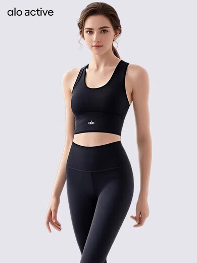 ALO ACTIVE Yoga Wear Suit High-end Professional Fitness Wear Women's Pilates Sports Vest Running Quick-Drying Star Black M