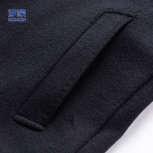 Romon sheep wool woolen woolen coat men's mid-length autumn and winter removable goose down lining warm coat