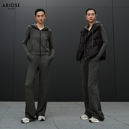 Enos Eshi Shopping Mall Same Style 2025 Winter New Versatile Casual Pants Straight Leg Wide Leg Pants Women's 40933185 Smoke Gray M