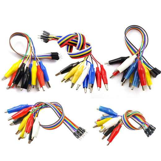 Dafuri Colorful Dupont Cable with Alligator Clip Dupont Male and Female Head to Alligator Clip Wire Test Clamp Wire Connecting Wire Male Dupont Head Medium Clip 30CM (10 Strips 1 Bundle)