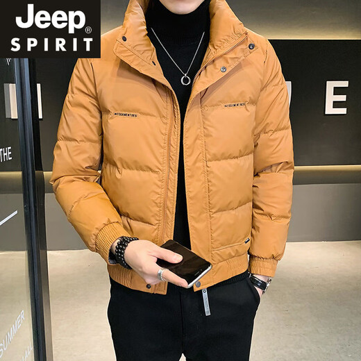 JEEP SPIRIT мужской пуховик короткий стиль красивый зимний тонкий модный бренд теплый 2025 новая модная тонкая однотонная куртка черного цвета M 90-100Jin Jin равна 0,5 кг