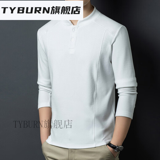 TYBURN Xialuo light luxury brand men's clothing 2025 autumn and winter double-sided German velvet bottoming shirt men's Henry collar versatile long-sleeved sweatshirt gray M 165 suitable for 90-115 Jin Jin equals 0.5 kg