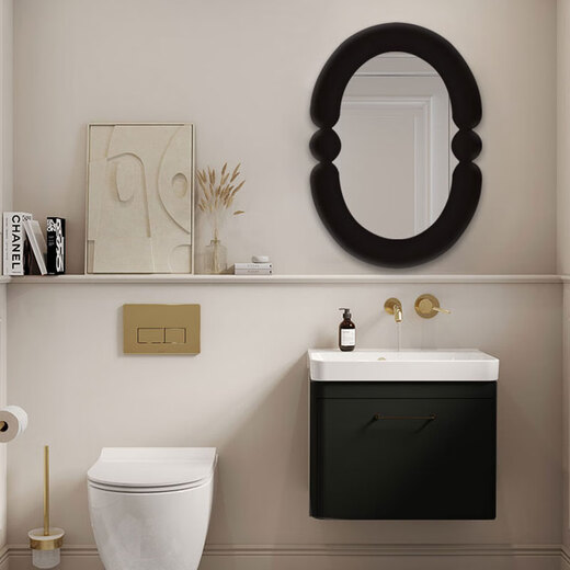 Ins style wall-mounted oval anti-fog bathroom mirror bay window countertop cosmetic mirror Nordic bedroom dressing decorative art mirror LED plug-in model 60x90cm