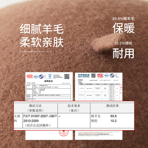 Zhenxiang Hat Women's Autumn and Winter Warm Large Head Circumference Wool Hat Fashionable Beret Birthday Gift B645