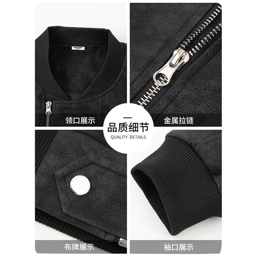 CHOCOOLATEit American flying motorcycle leather jacket men's winter new high street fashion brand washed jacket jacket cement gray 2XL