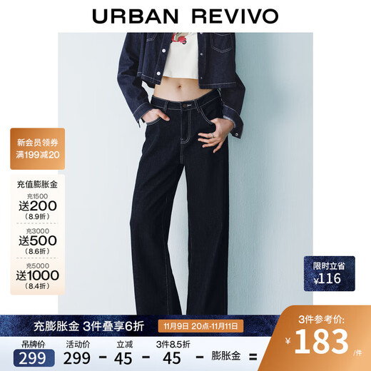 UR2025 Autumn New Women's Urban Casual Versatile Retro Washed Denim Trousers UYU850011 Indigo 26