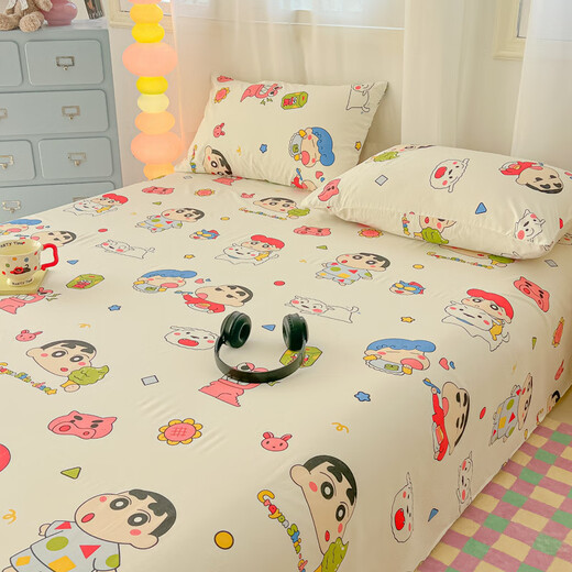 SpongeBob SquarePants double-layer gauze sheet single piece 2025 new single and double dormitory three-piece bed sheet-Crayon Shin-chan single sheet 160x230cm suitable for 0.9/1.2 meters