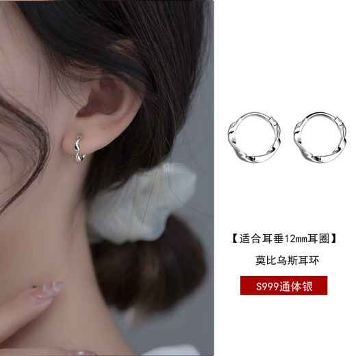 溥畔S9925银莫比乌斯耳环女感耳钉百搭圆圈耳扣时尚养耳洞耳饰 莫比乌斯锆石款1对