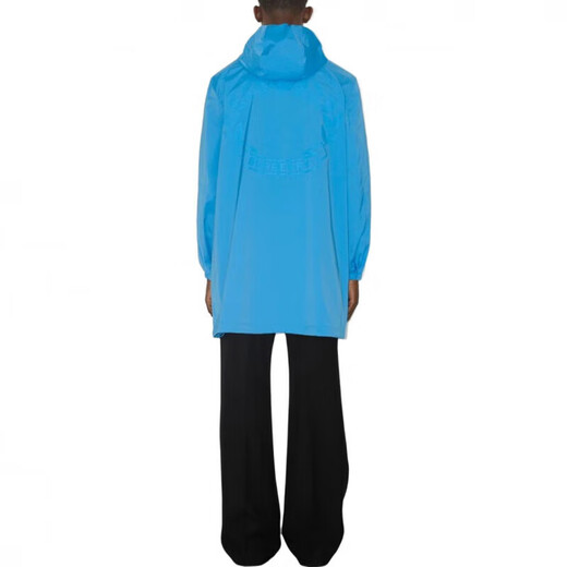 BURBERRY solid color hooded zipper mid-length long-sleeved windbreaker for men sky blue XS