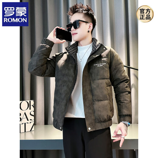 ROMON 2026 Winter High-end Cotton Coat Men's Slim-Fit Thickened Small Down Down Coat XS Small Size Warm Jacket Black S
