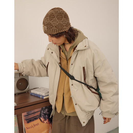 OCTOPUSME Loose, Versatile, Windproof and Warm Original Winter Couple Pocket Jacket, Green Gray L 165/88A