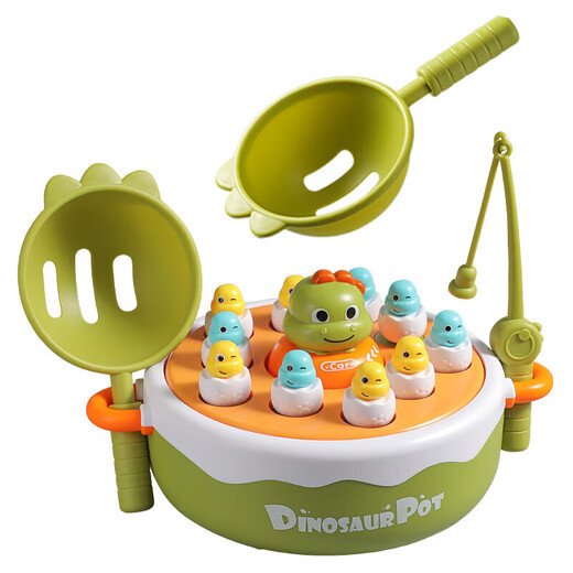 Blue Bee Save the Little Dinosaur Bounce and Catch Children's Dinosaur Egg 4-in-1 Game Console Turntable Fishing Toy Boy's Catch and Play Rescue the Little Dinosaur with Rechargeable Battery