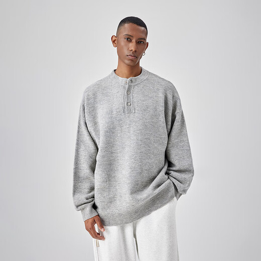 BODYDREAM Henry Neck Sweater Men's Winter Machine Washable Sweater Lazy High-end Neutral Style Knitted Sweater