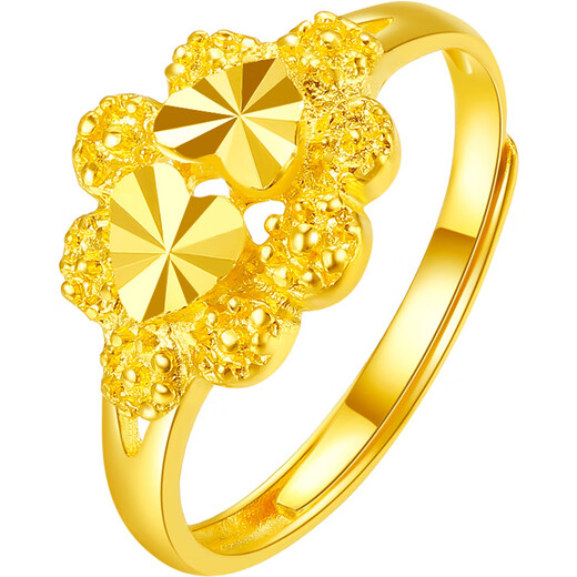 Saturday blessing heart-to-heart gold ring women's pure gold birthday gift price AA012637 Huokou No. 13, about 3.4g