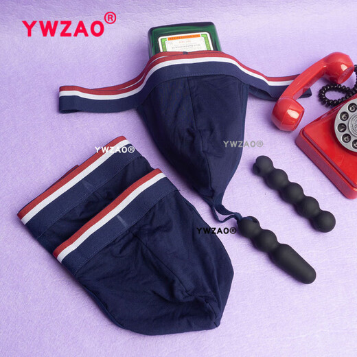 YWZAO special men's underwear sexy thong butt plug underwear combination extremely tempting to go out royal blue N18 fingertip (silicone) inch 28-32