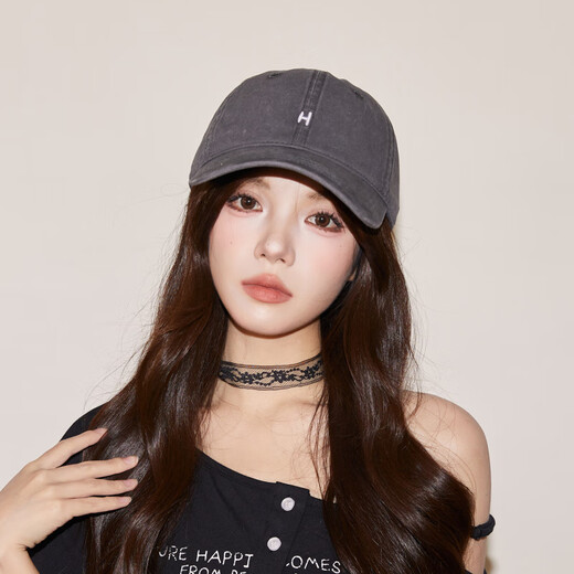 Japanese fashion simple baseball cap for women, brown pure cotton peaked cap, small H soft top wide brim hat for men, apricot color, one size fits all (55-61cm) adjustable