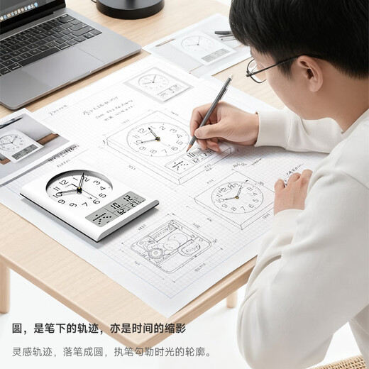 Timess2025 new square radio wave wall clock living room perpetual calendar clock wall hanging table temperature and humidity silent 32.5cm