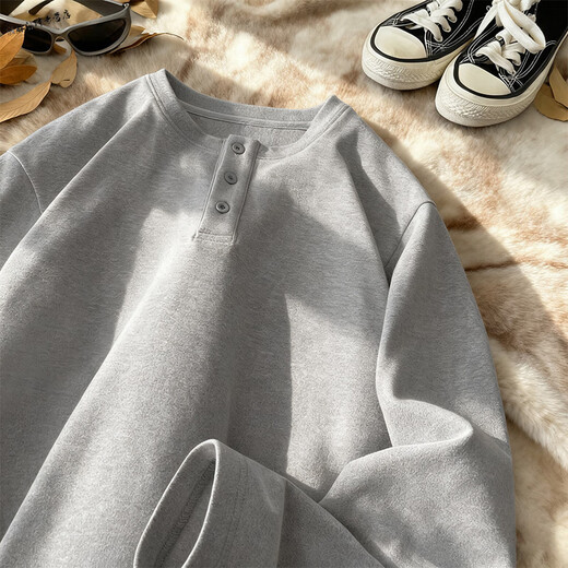 Yuexiang Henry collar T-shirt German velvet bottoming shirt men's winter trendy brand cleanfit loose casual versatile inner top men white S