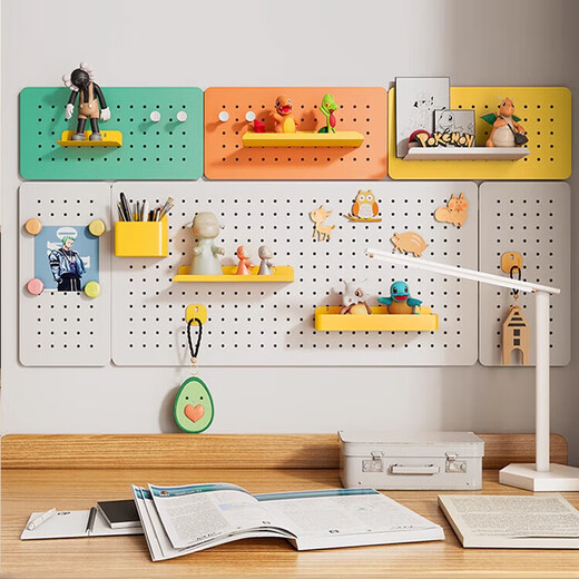 Japanese unprinted wall perforated board storage rack without punching children's desk custom wall metal study table wall 1 layer 1*1*1cm Default value Lemon yellow large board 73*365cm 73 pcs