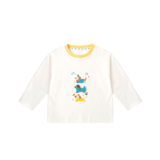 Dudujia 7A antibacterial children's pure cotton long-sleeved T-shirt spring boys' tops spring girls' bottoming shirt yellow 90