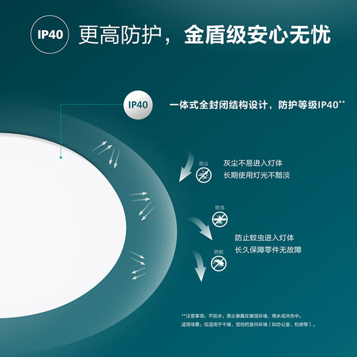 Philips (PHILIPS) full spectrum LED three-proof ceiling lamp IP40 moisture-proof, dust-proof, mosquito-proof, insect-proof bedroom balcony light 12W white light 5700K size 220mm