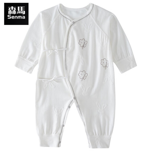 Semir children's spring and autumn newborn baby's oblique lapel lace-up butterfly clothing baby long-sleeved one-piece romper suit four seasons baby clothes gray towel rabbit butterfly clothing 90cm
