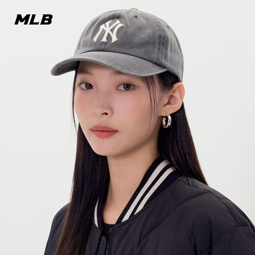 MLB Official Male and Female Couple Showing Face Small Fashion Retro Sunscreen Soft Top Baseball Cap Spring and Summer CPVV5 New York Yankees/Charcoal Gray One Size